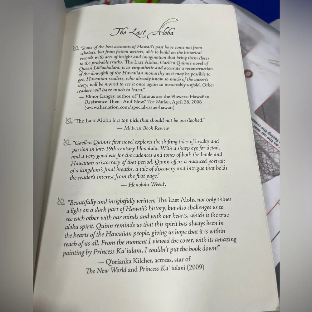 The Last Aloha Softcover Novel by Gaellen Quin Book